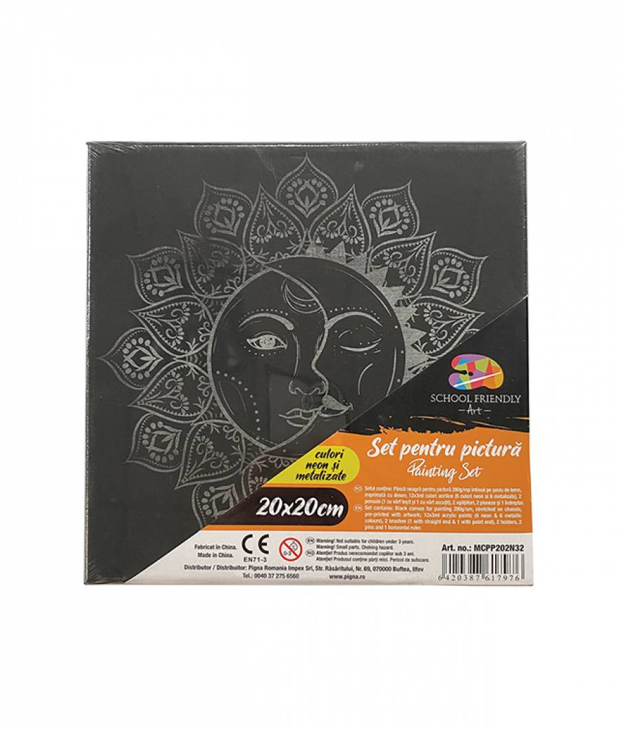 Panza SF ART pre printata neagra sasiu lemn 1 6x2 5cm 20x20cm Mandala 1