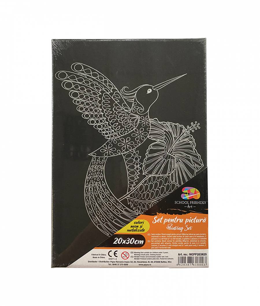 Panza SF ART pre printata neagra sasiu lemn 1 6x2 5cm 20x30cm Pasare 2