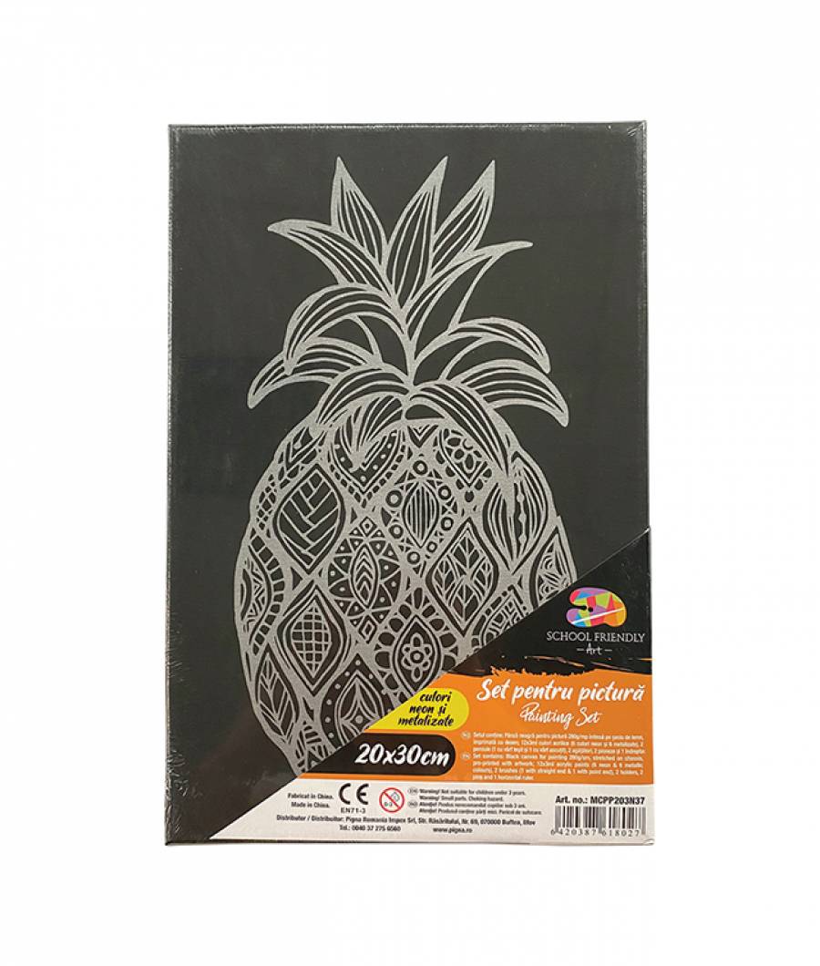 Panza SF ART pre printata neagra sasiu lemn 1.6x2.5cm 20x30cm Ananas