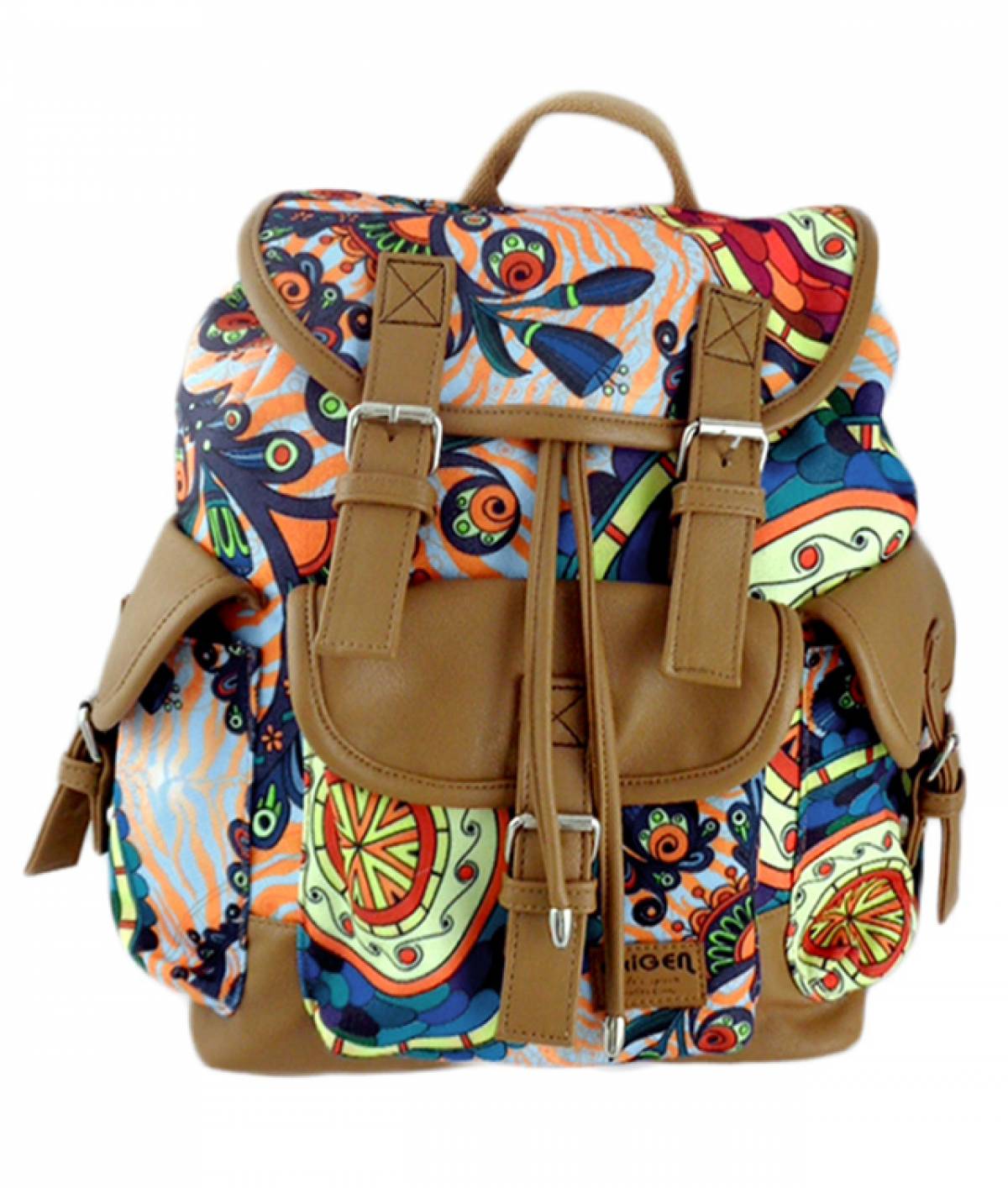 Rucsac Timp Liber Canvas catarame Vintage Multicolor