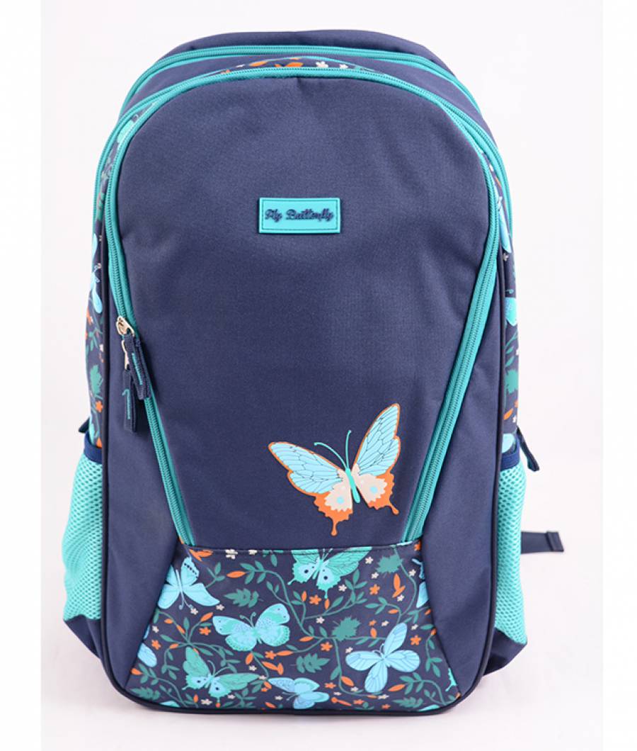 Ghiozdan Teens albastru inchis-turcoaz Fly Butterfly