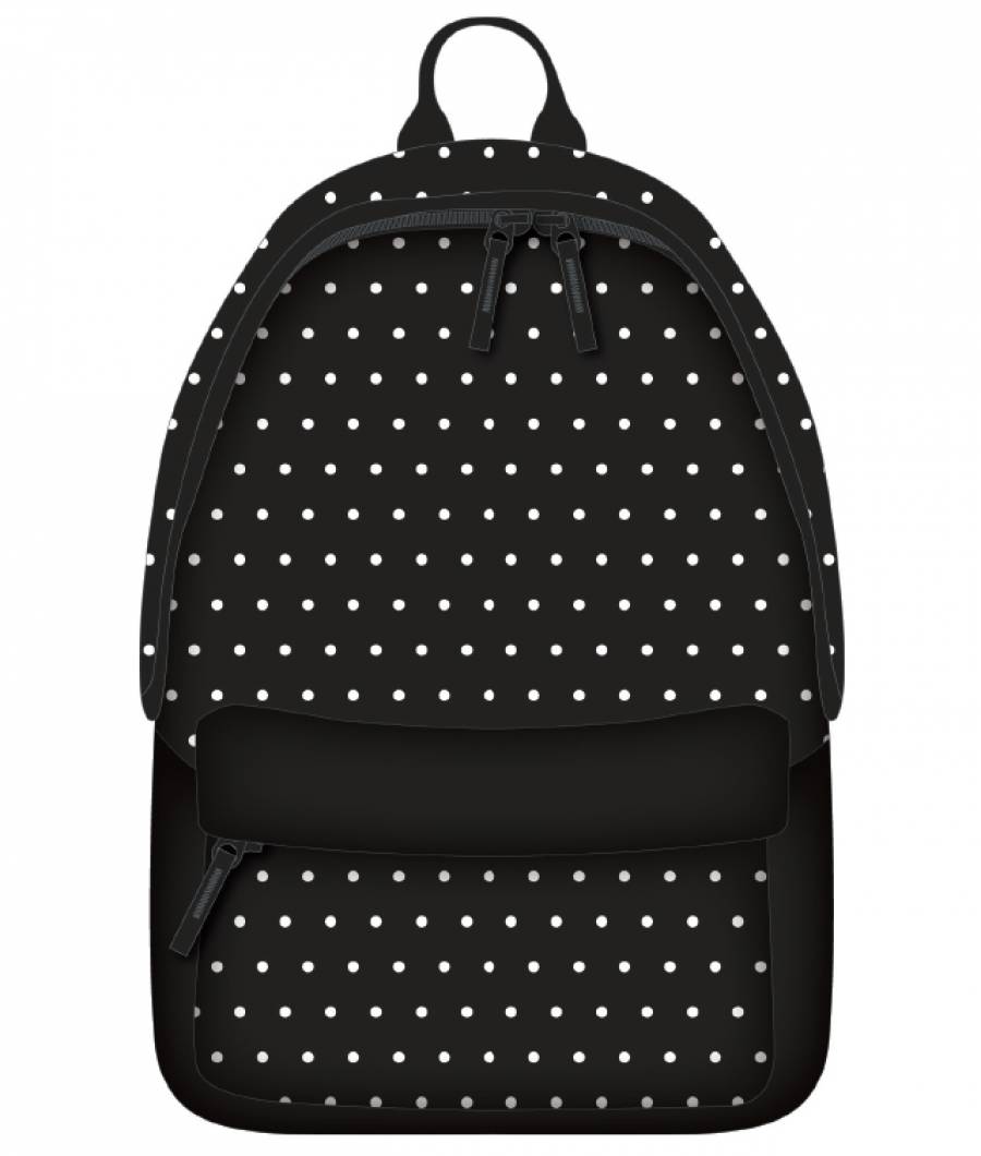 Ghiozdan SIMPLY Teens 1compartiment cu buzunar Buline Negru 42Hx30x 14cm Captuseala 2Ferm
