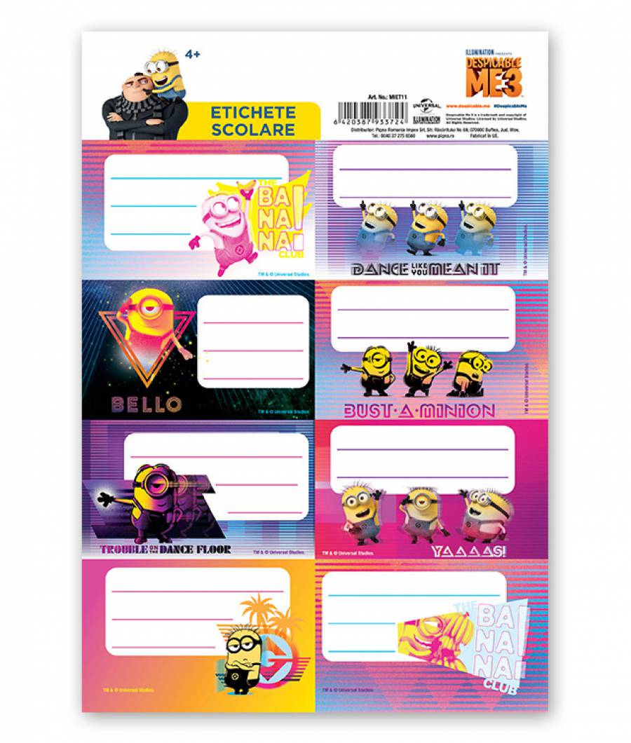 Etichete scolare 40/set Minions