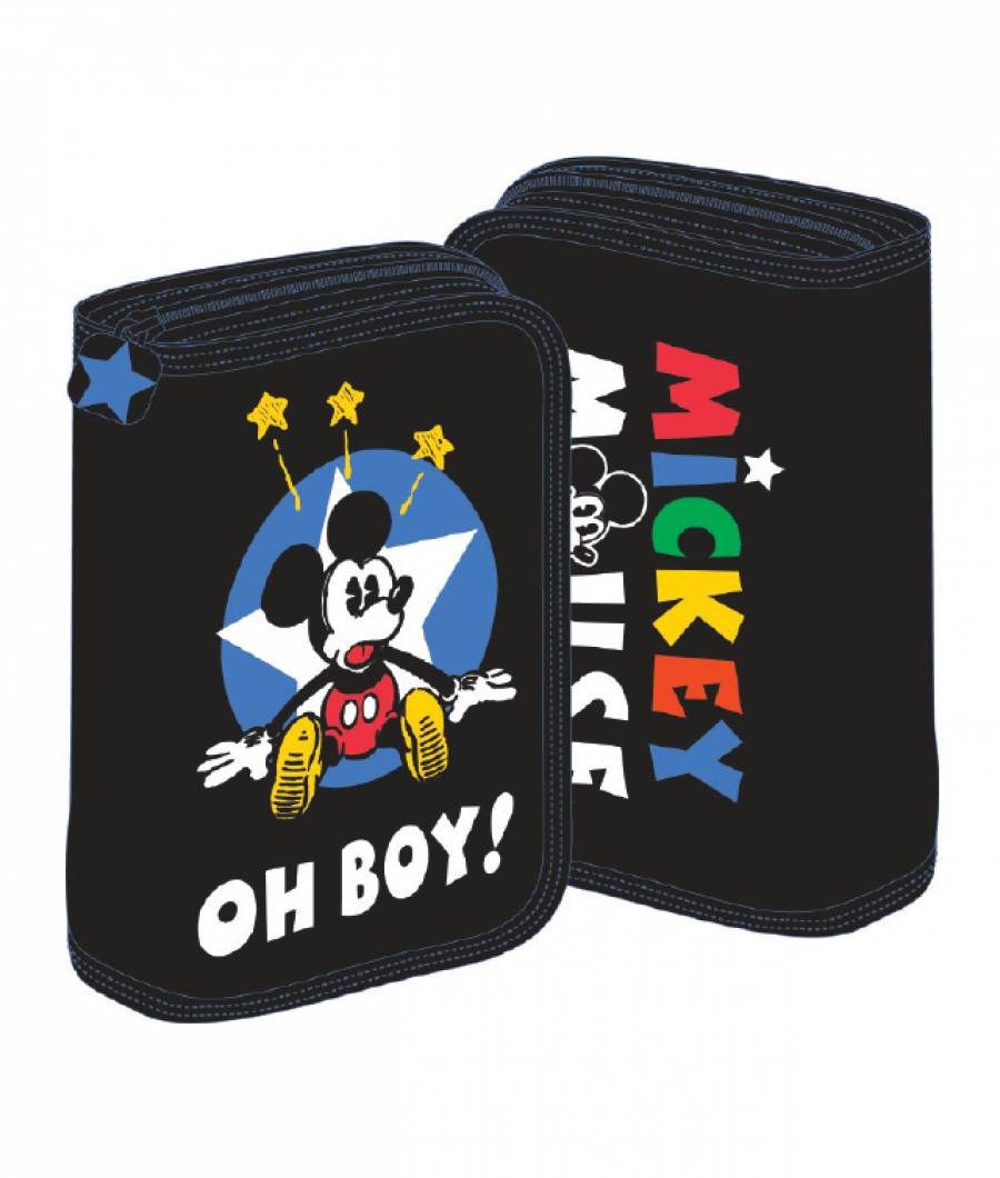 Penar 1 Compartiment, Mickey Mouse, 1 Fermoar 2 Extensii, Negru
