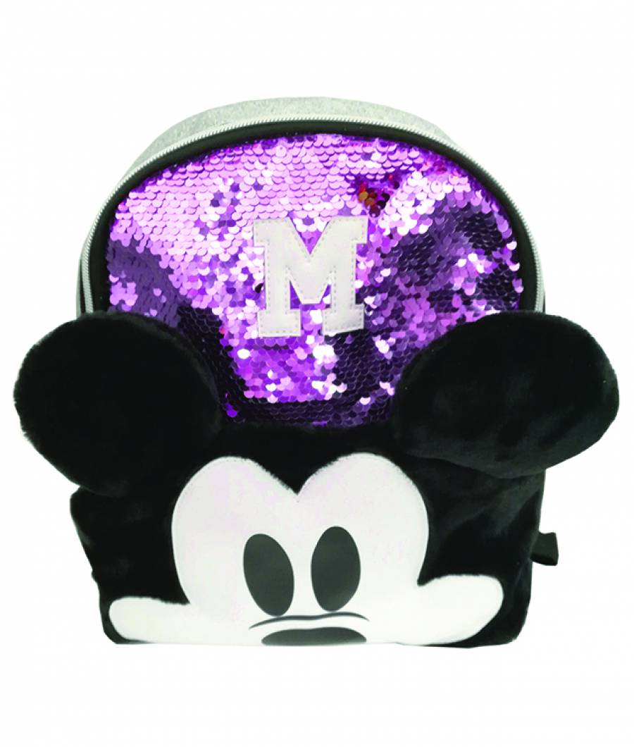 Mini ghiozdan 25Hx22x10cm Mickey paiete violet