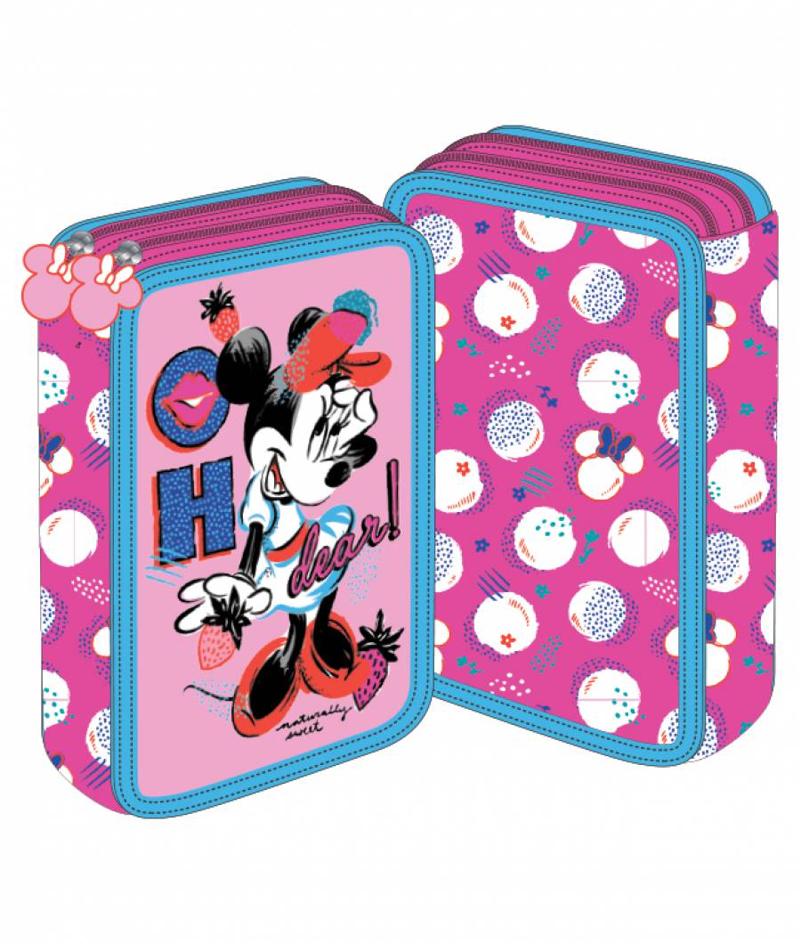 Penar 2 Compartimente, Minnie Mouse, 2 Fermoare, Roz