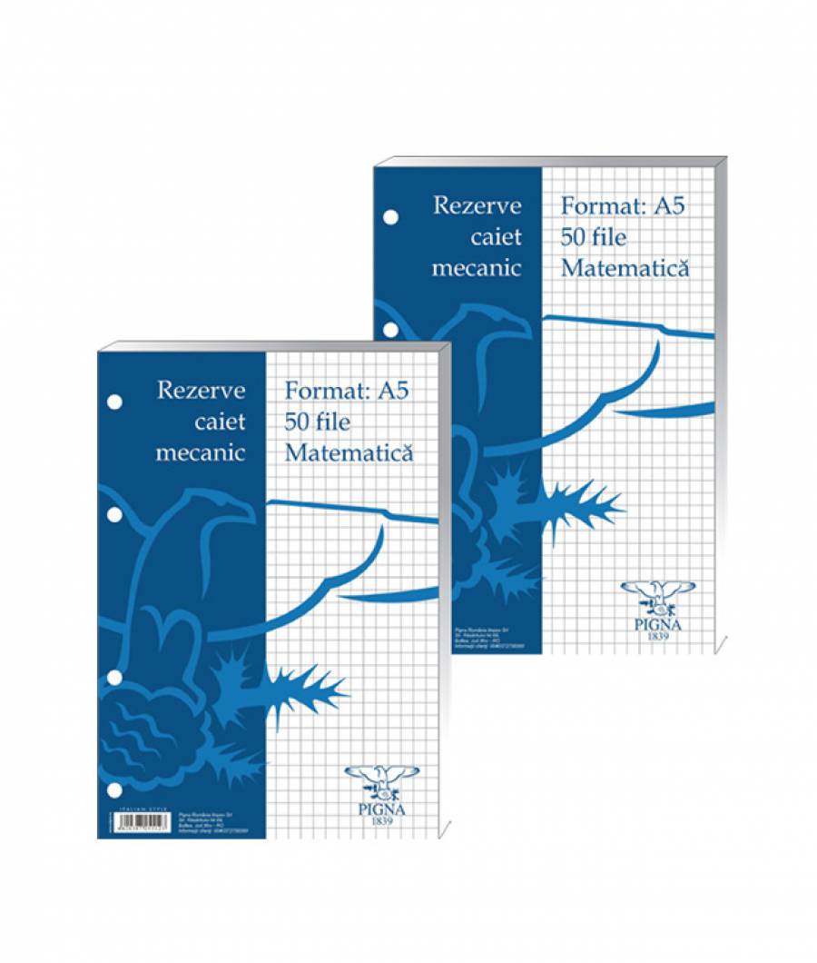 Rezerva caiet mecanic A5 matematica 50file alb