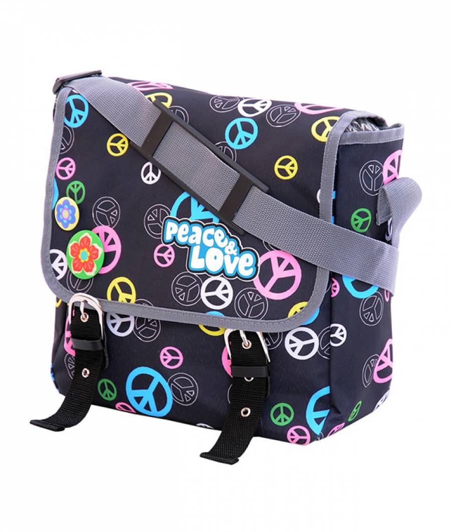 Geanta de umar patrata cu cleme Peace & Love 30Hx29x15cm