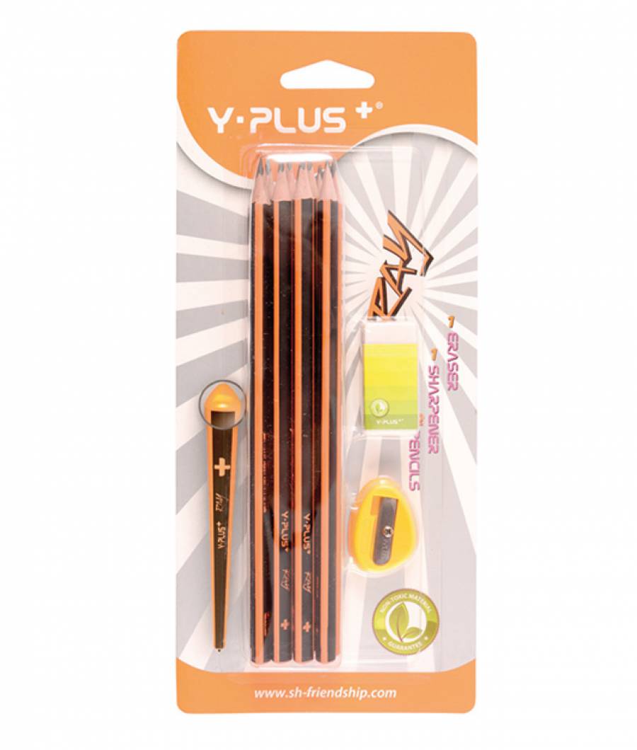 Creioane HB 12/set simplu cu radiera si ascutitoare RAY