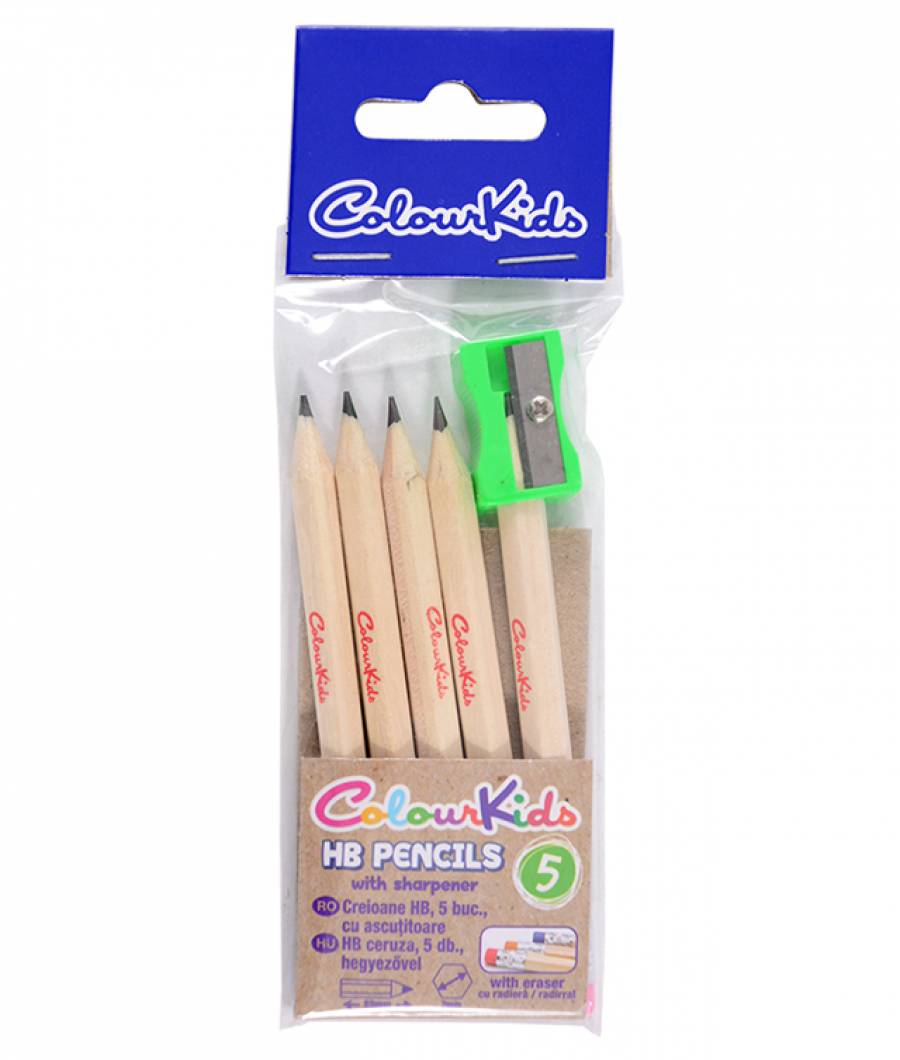 Creion MINI HB Colour KIDS cu guma NATUR 5 Buc in