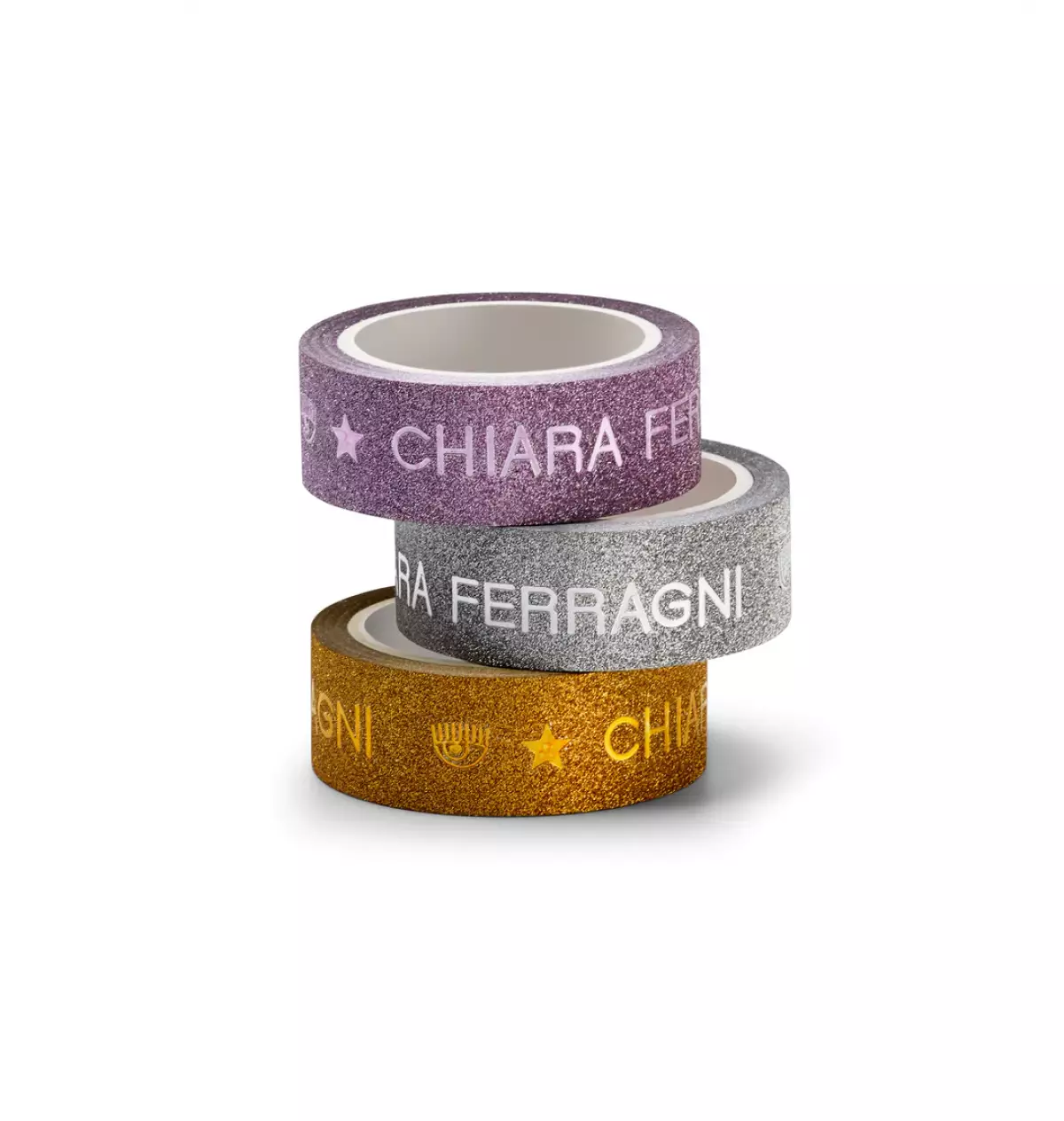 Banda adeziva Chiara Ferragni 3 bucati in set 4.5x1.5cm 3 culori cu sclipici