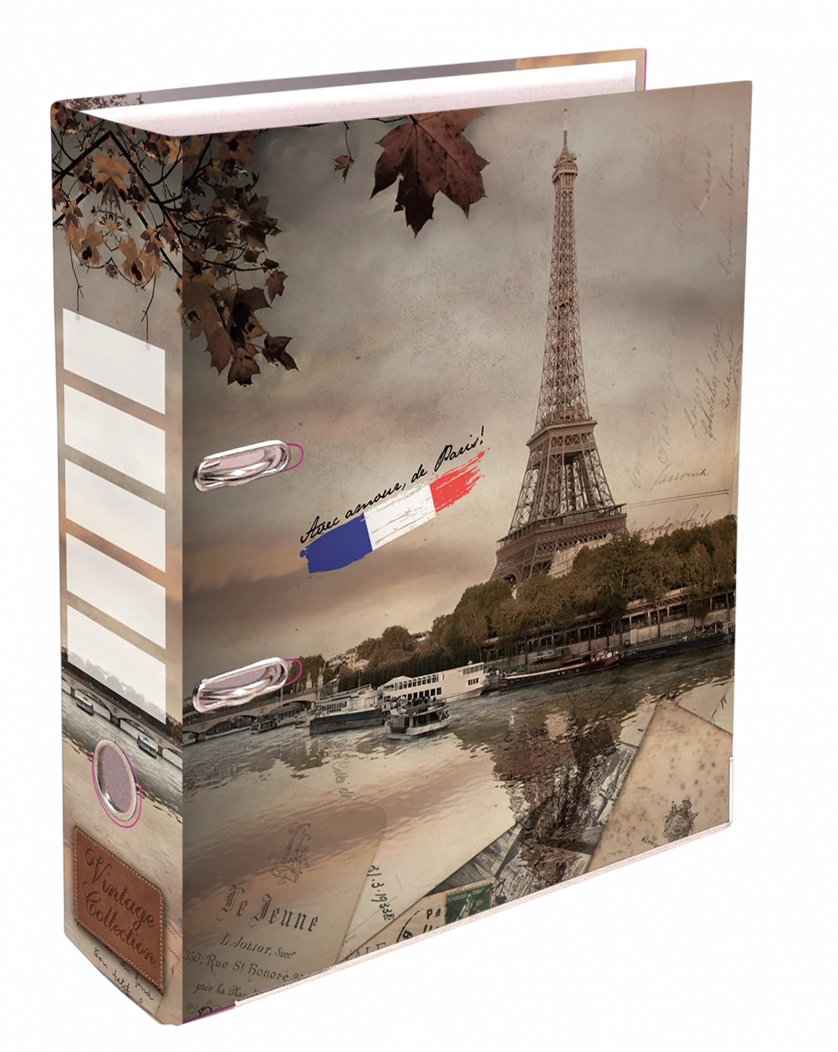 Biblioraft, VINTAGE A4 80mm colturi metalice Paris