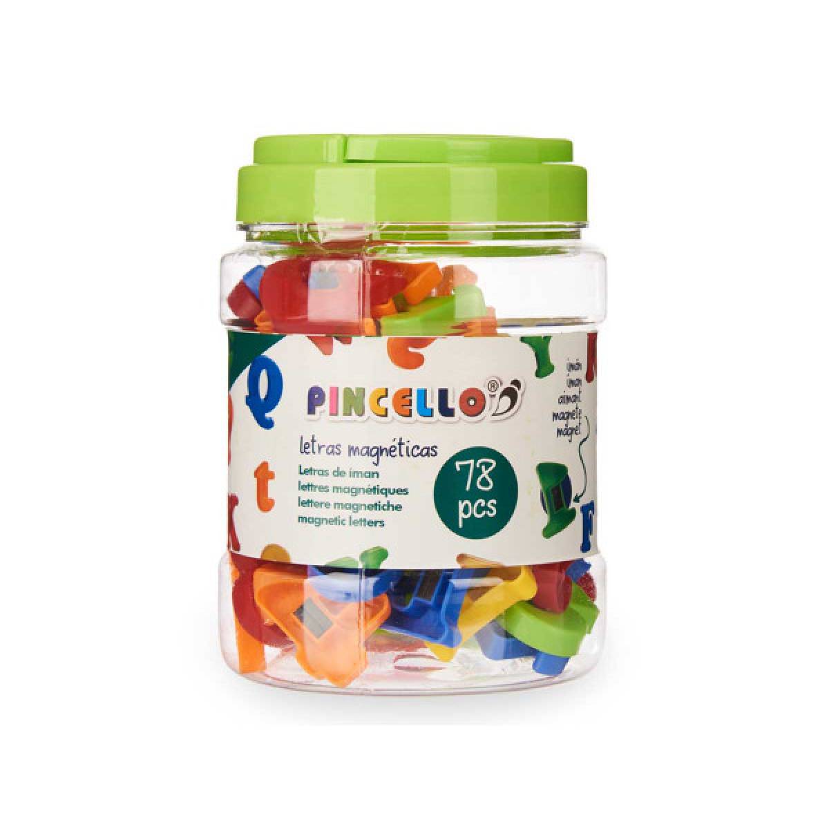 Litere si cifre magnetice Borcan 78buc din plastic PINCELLO
