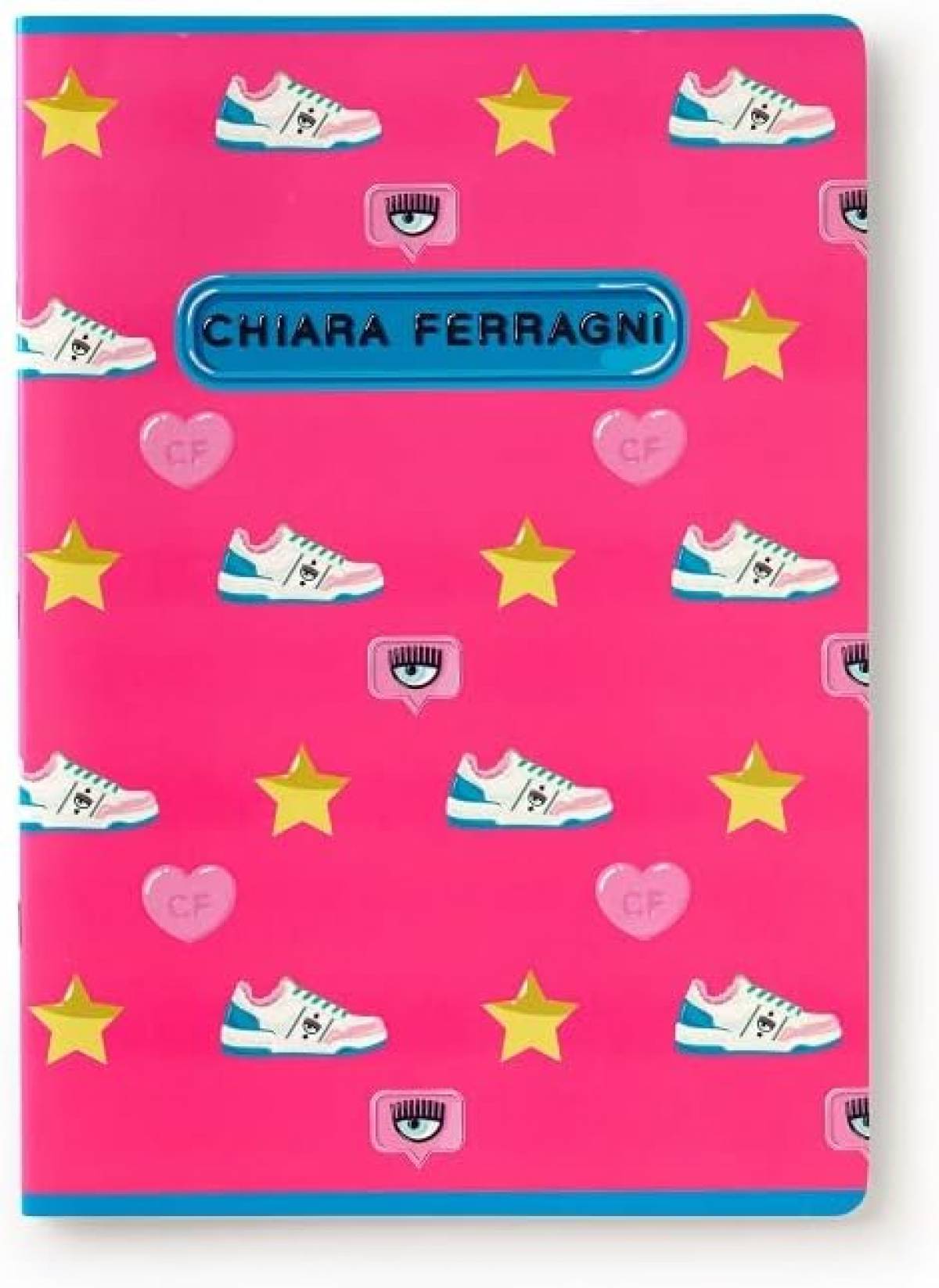 Caiet capsat Chiara Ferragni A4 D 42 file hartie FSC 80gr coperta 240gr neon roz cu model