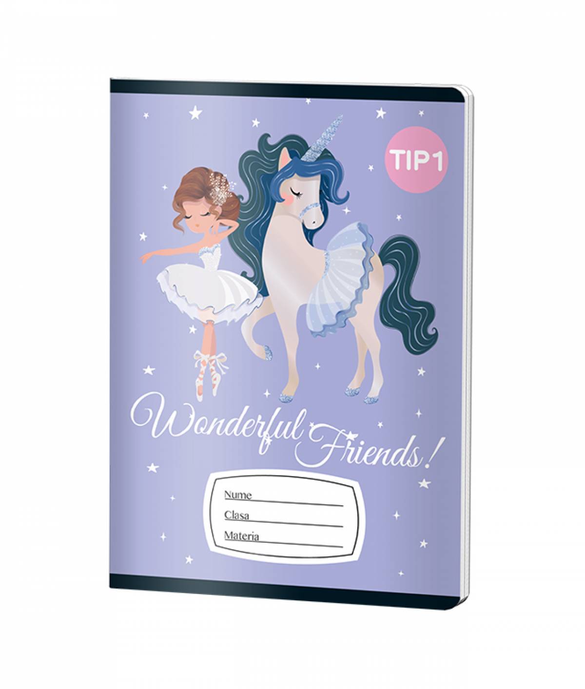Caiet Tip1 FETE, A5, Pigna, 24 file, hartie 70gr, UNICORN MOV