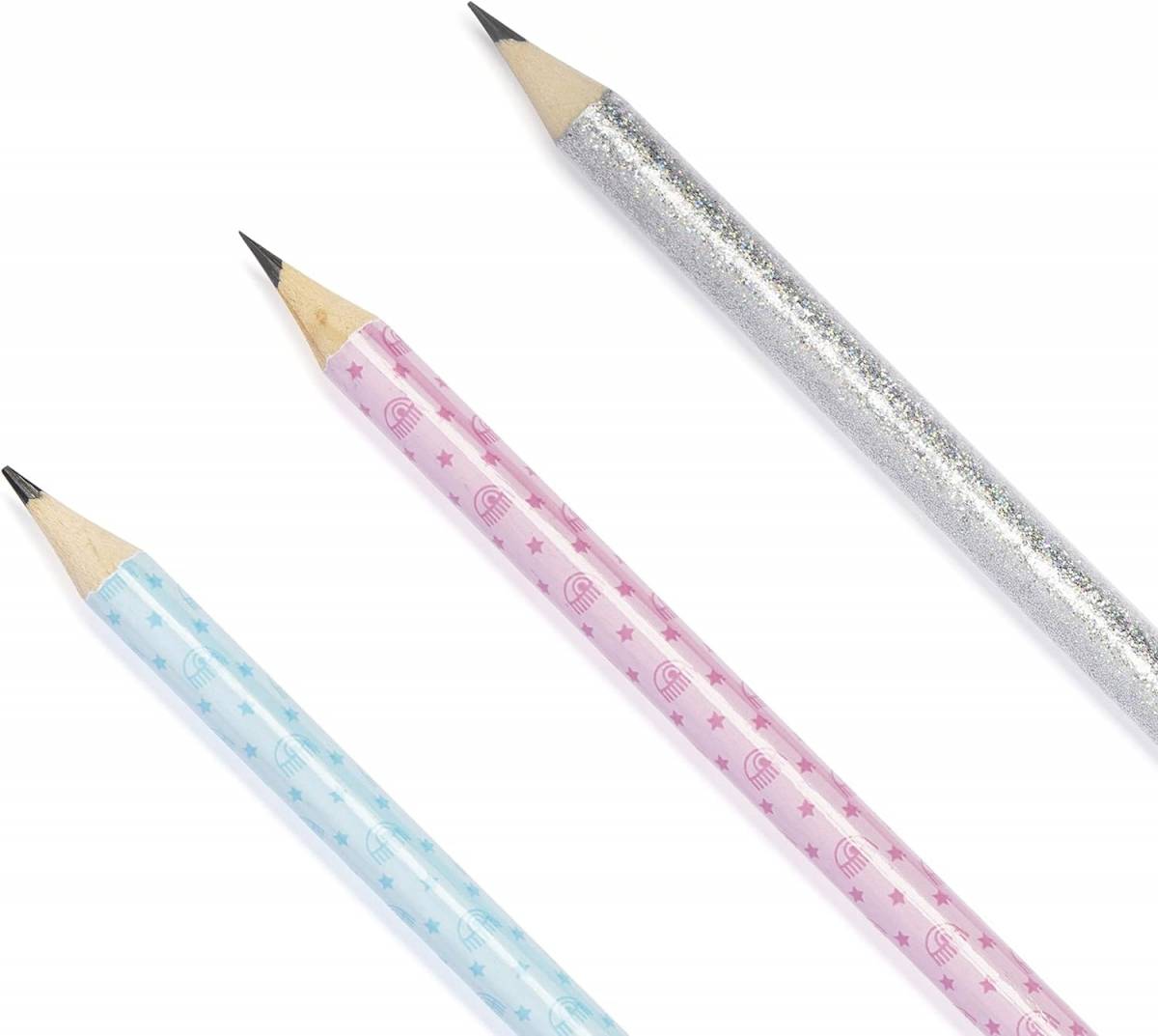 Creioane color cu sclipici Chiara Ferragni 3 bucati in set roz, albastru deschis si verde 0.5x19cm