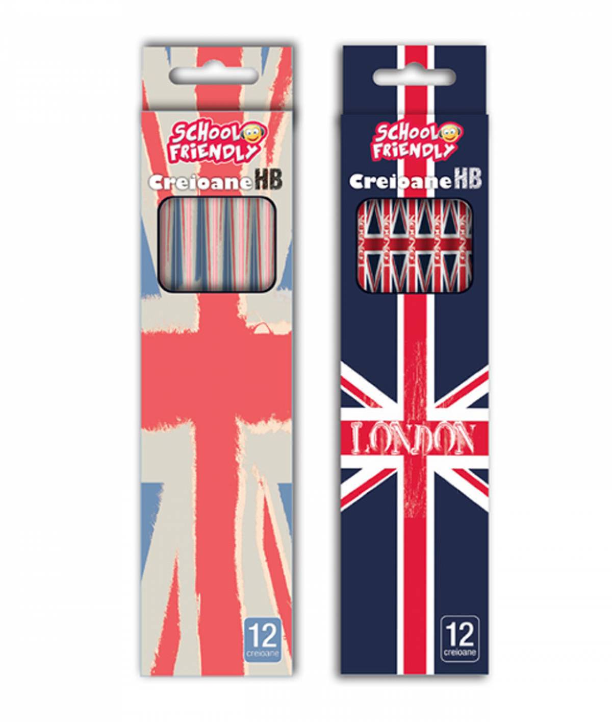 Creioane HB 12 set cu radiera LONDON