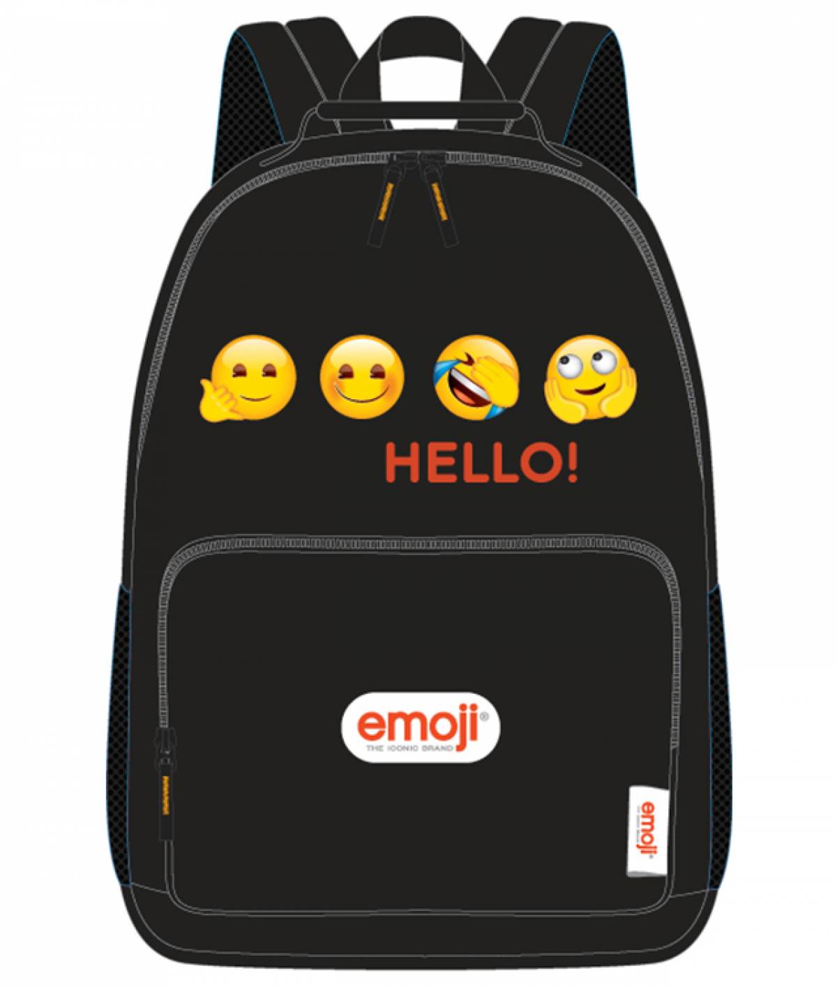 Ghiozdan Scolar, Emoji, 2 Fermoare, Negru