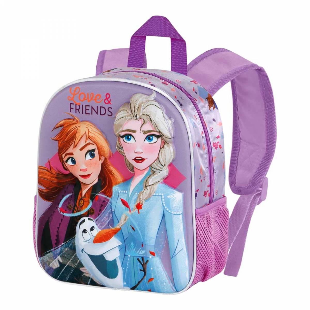 Ghiozdan Prescolari, Frozen 3D, 1 fermoare, 2 buzunare, 26x31x11cm, Fuchsia