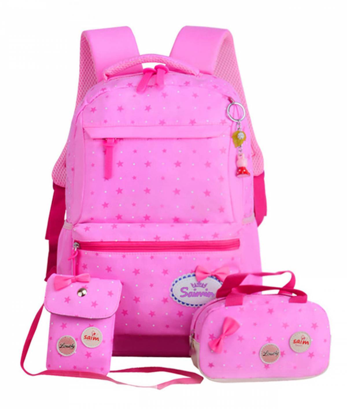 Ghiozdan Scolar FUNTASY Roz 3fermoare cu Borseta si Gentutza 43HX32X18cm
