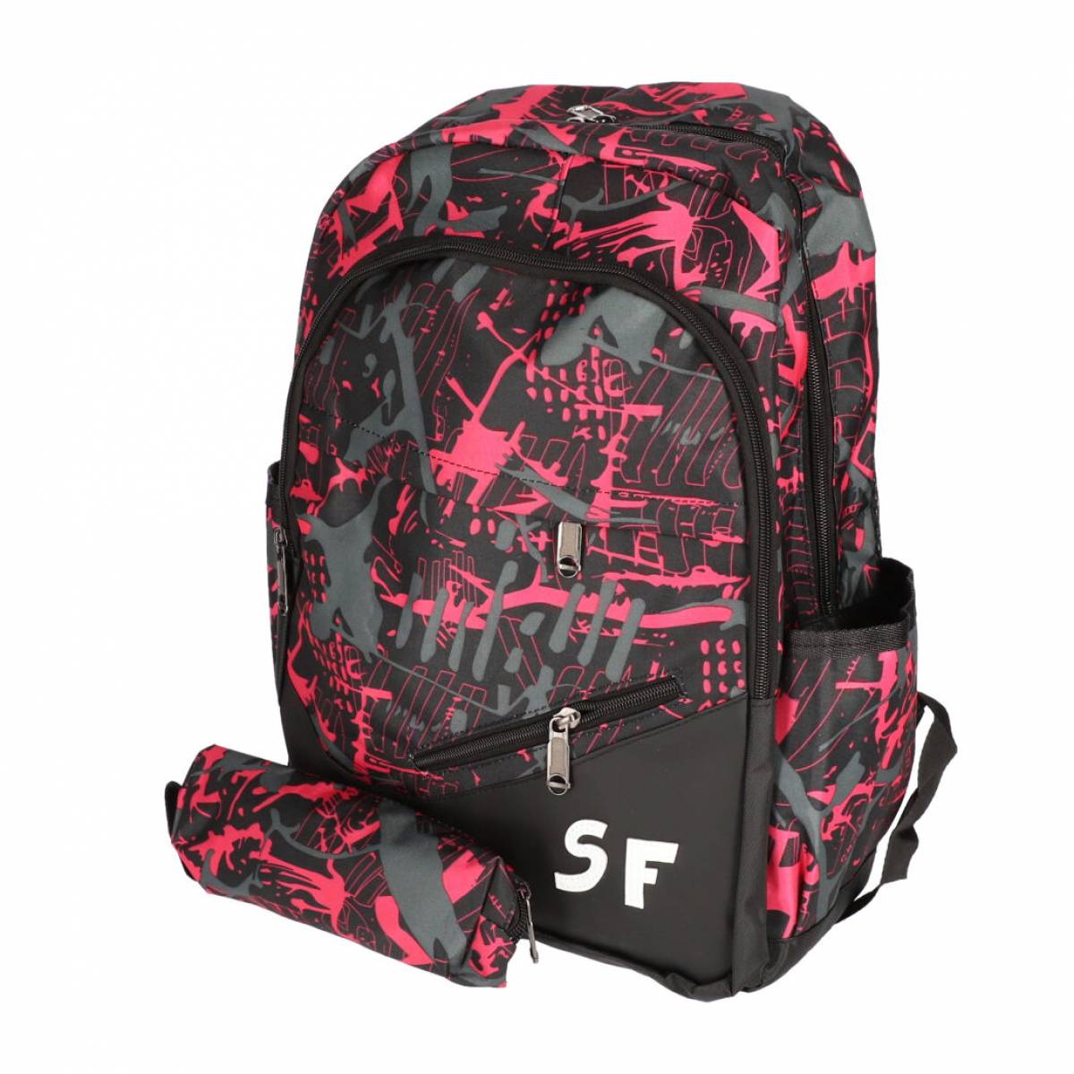 Ghiozdan SF 3F 42cm cu penar etui - ROZ