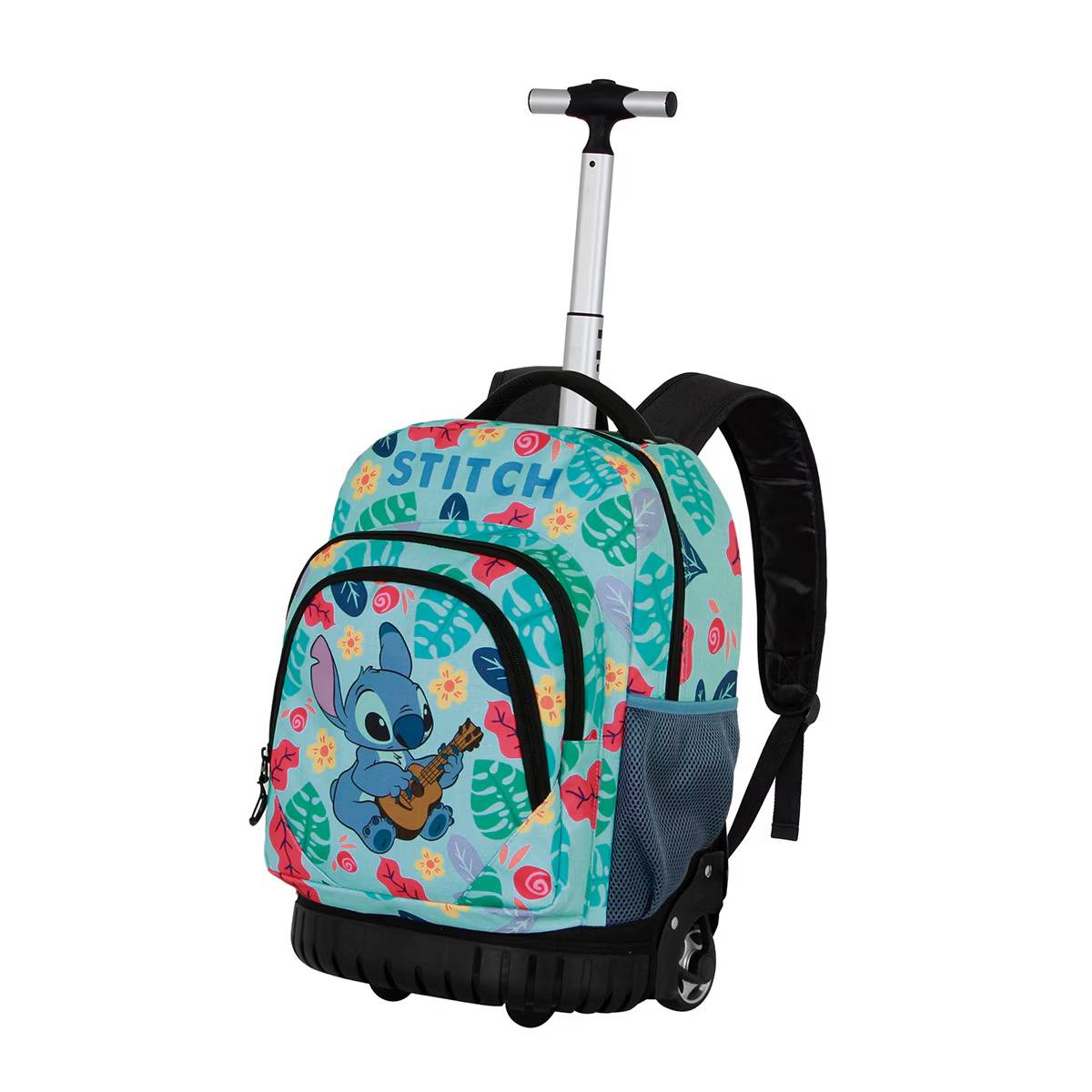 Ghiozdan Troller Scolar, Lilo & Stitch Guitar, 2 Compartimente, Verde, 32cm x 47cm x 25cm