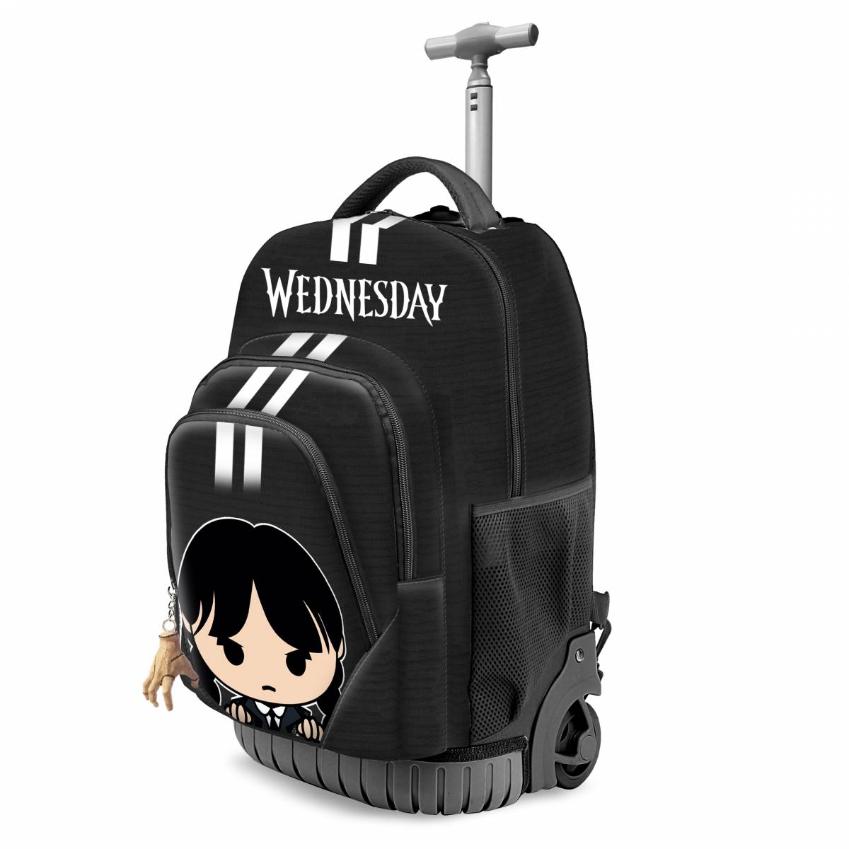 Ghiozdan Troller Scolar, Wednesday, 3 Compartimente, 2 Buzunare, Negru, 32cm x 47cm x 27cm