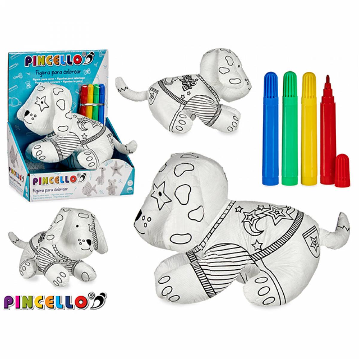 Jucarie de plus de colorat PINCELLO model CATEL 4x marker inclus