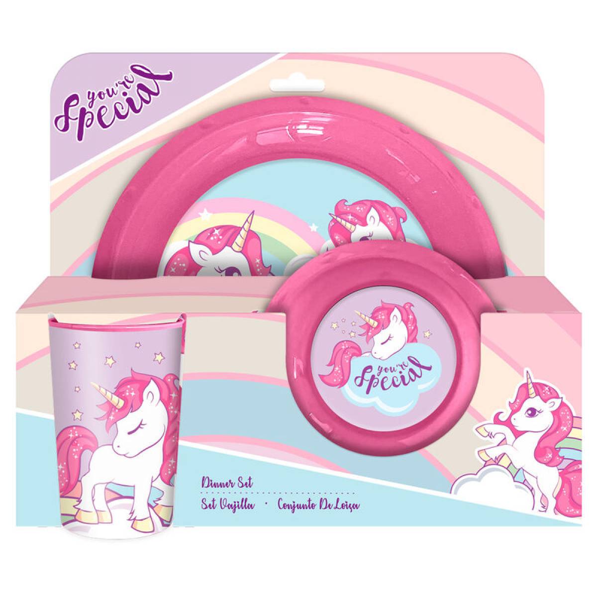 Set Mic Dejun Unicorn You Are Special  3piese