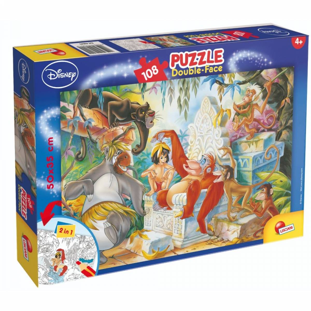Jucarie LISCIANI - PUZZLE CARTEA JUNGLEI 2 IN 1 PLUS 108 PIESE