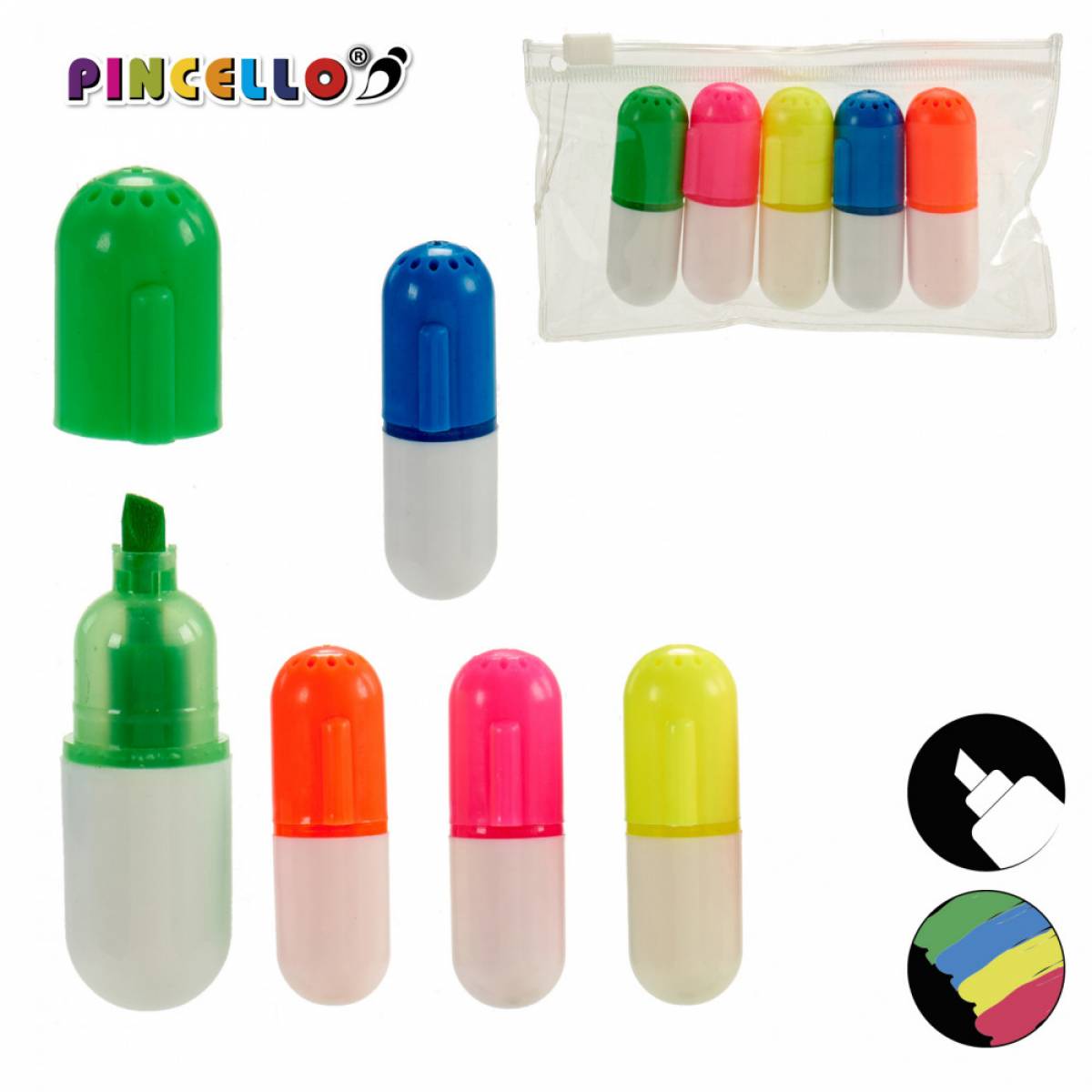 Marker PINCELLO fluorescent 5buc