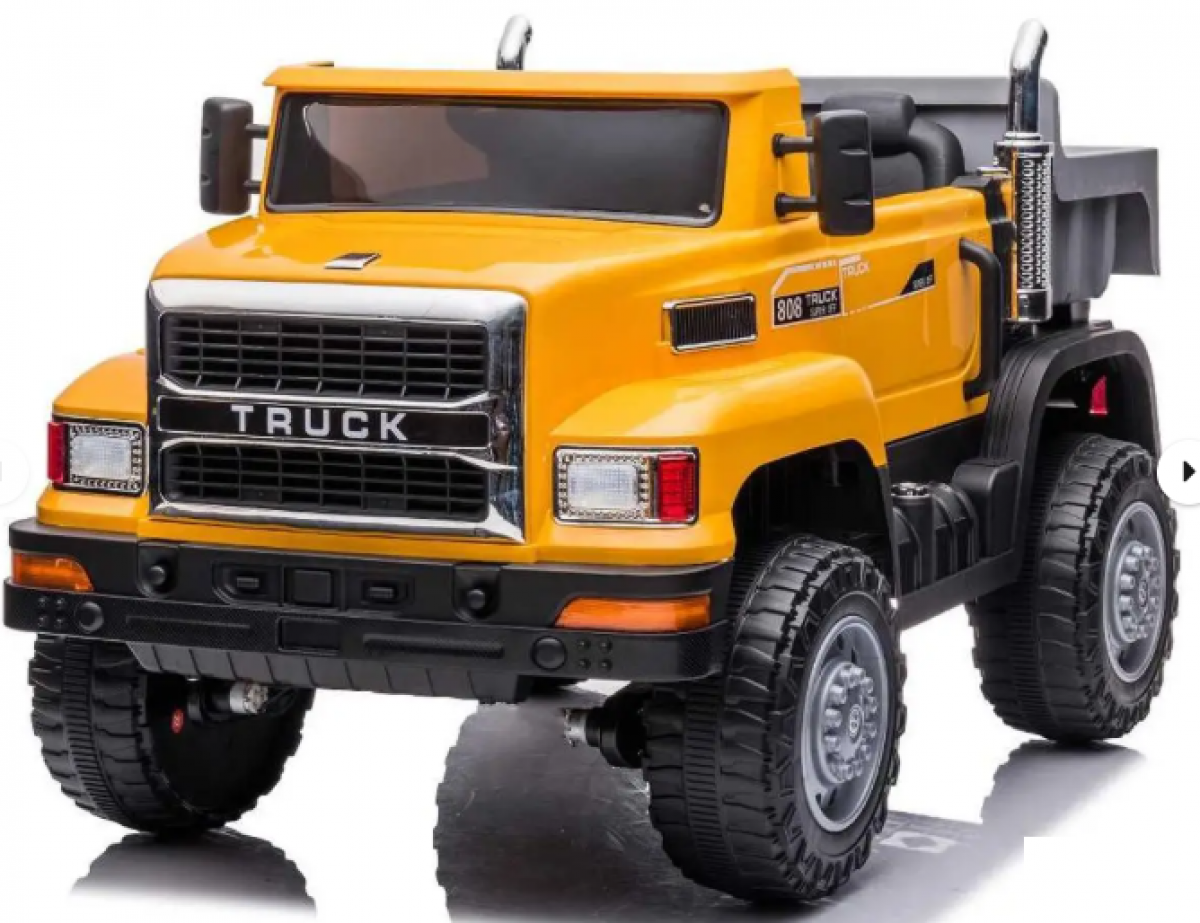 Masinuta Electrica Camion pentru copii Truck 12V, 4x4, Basculare Electrica, LED, Bluetooth, Telecomanda parinte, GALBENA