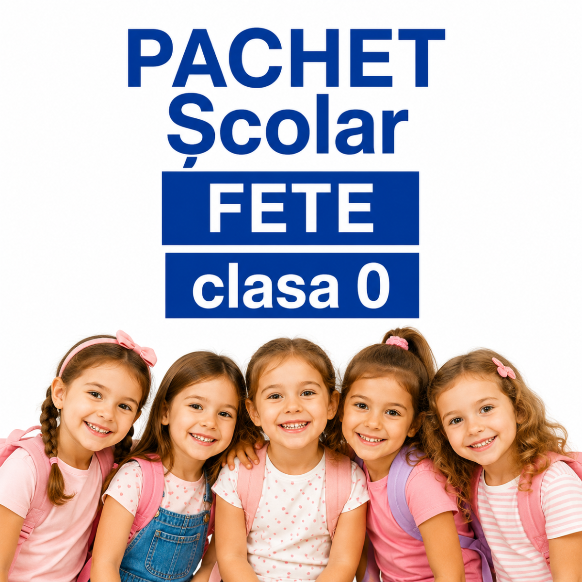 Pachet Ghiozdan si rechizite scolare Fete Clasa O set complet lista rechizite 34 de piese