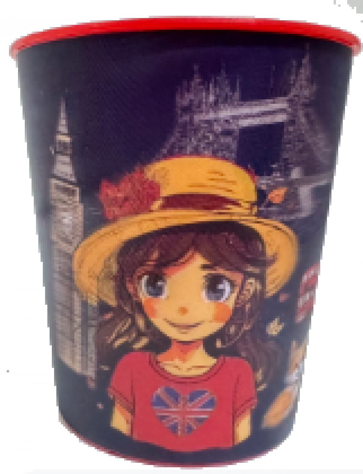 Pahar cu pai si capac 260ml Sweety EN Albastru