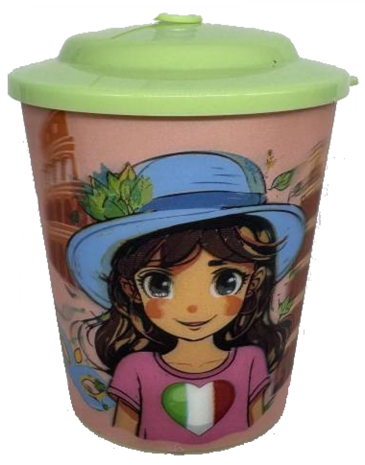 Pahar cu pai si capac 260ml Sweety IT Roz