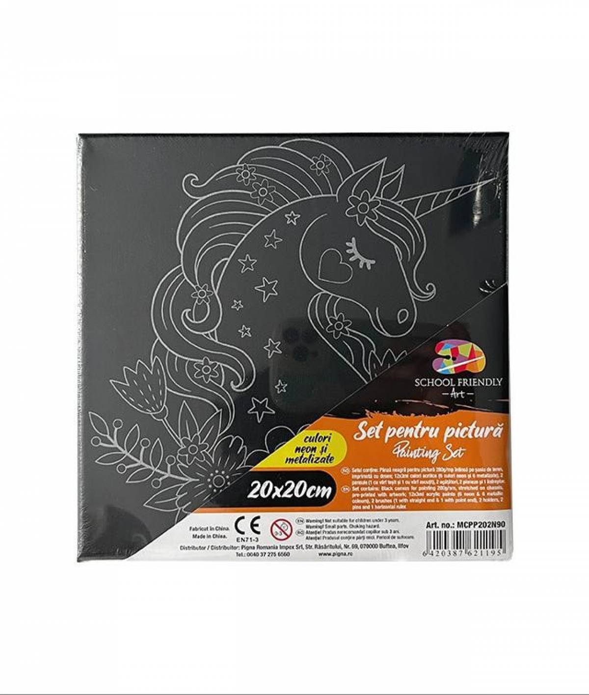 Panza SF ART pre printata neagra sasiu lemn 1 6x2 5cm 20x20cm UNICORN