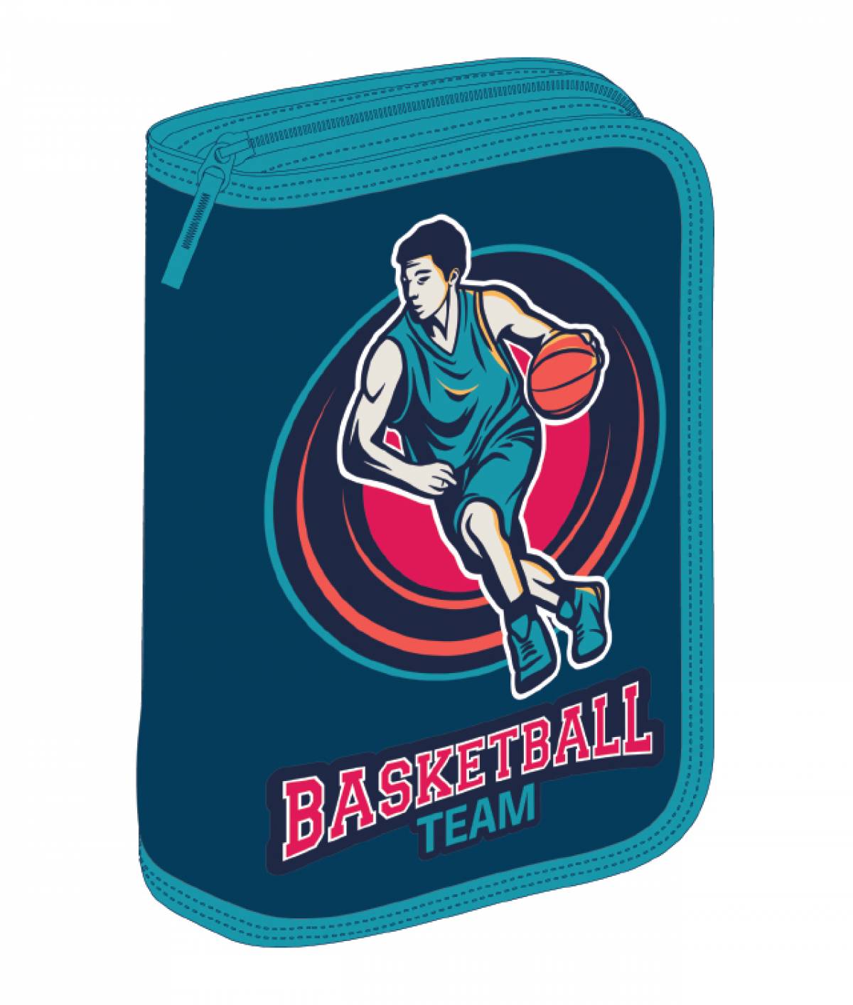 Penar Echipat, 31 Piese, 1 Compartiment, SchoolFriendly, Basketball, 1 Fermoar 2 Extensii, Albastru