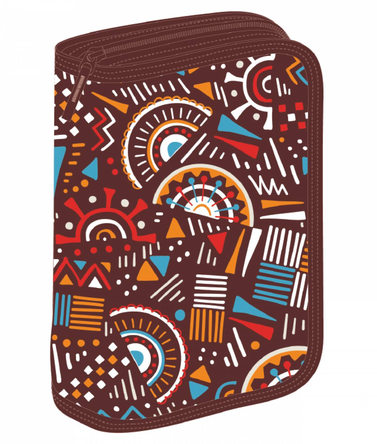Penar Echipat, 31 Piese, 1 Compartiment, SchoolFriendly, Geometric, 1 Fermoar 2 Extensii, Visiniu
