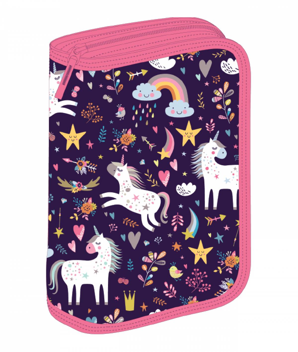 Penar Echipat, 31 Piese, 1 Compartiment, SchoolFriendly, Unicorn, 1 Fermoar 2 Extensii, Mov