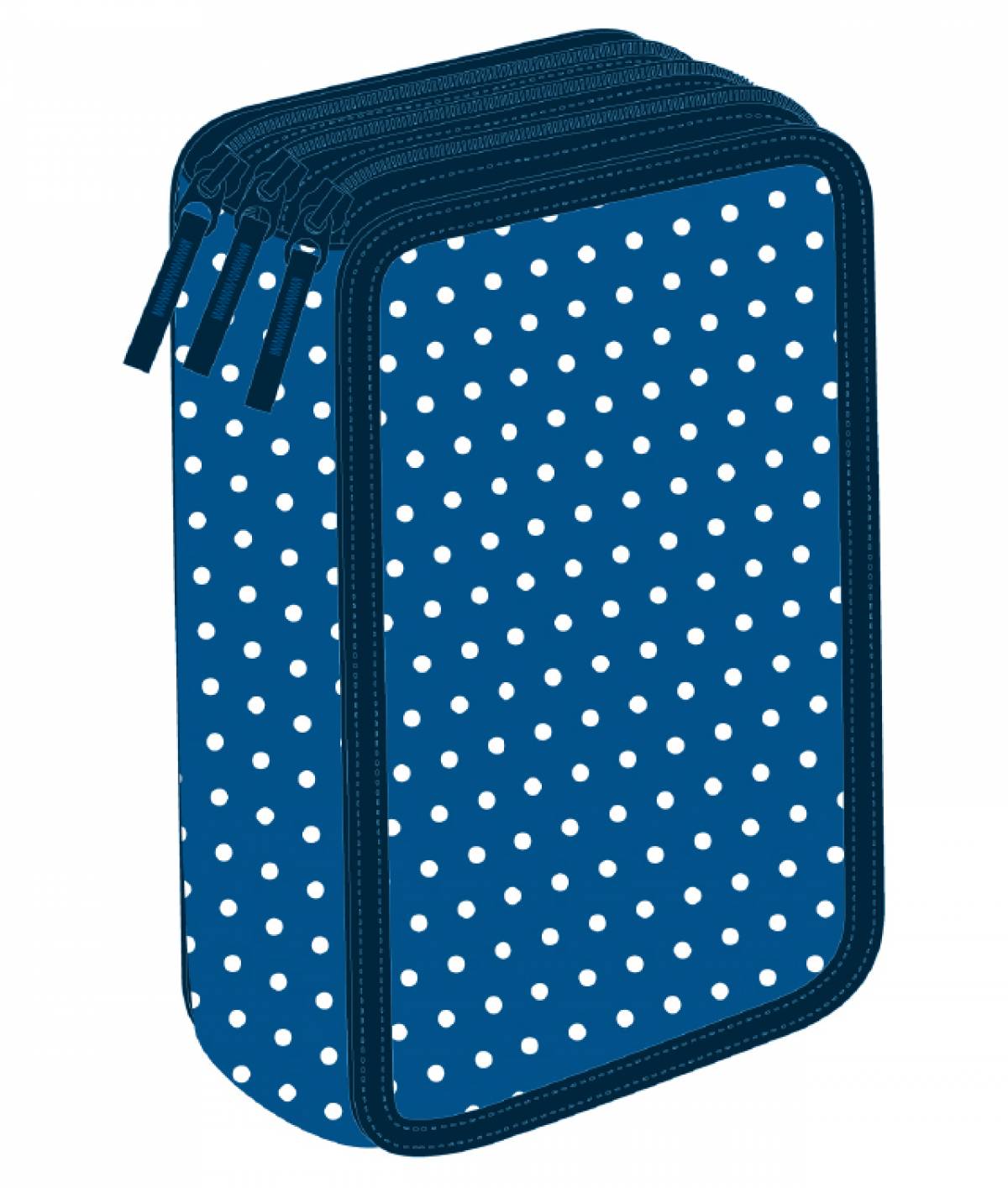 Penar Neechipat, 3 Compartimente, SchoolFriendly, Dots, Albastru
