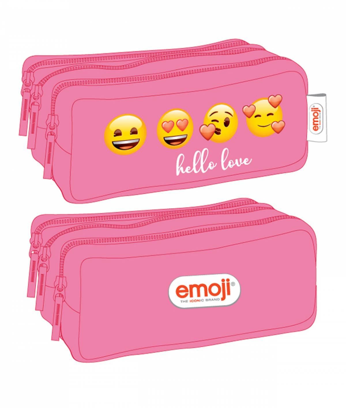 Penar EMOJI CLASIC Etui dreptunghiular 3fermoare Roz