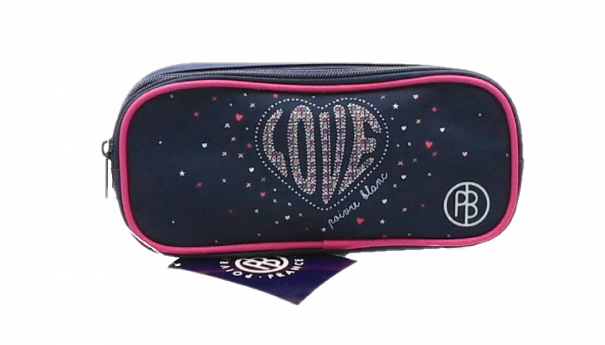 Penar Mic tip Etui, Bagtrotter Love, 2 Fermoare, Albastru