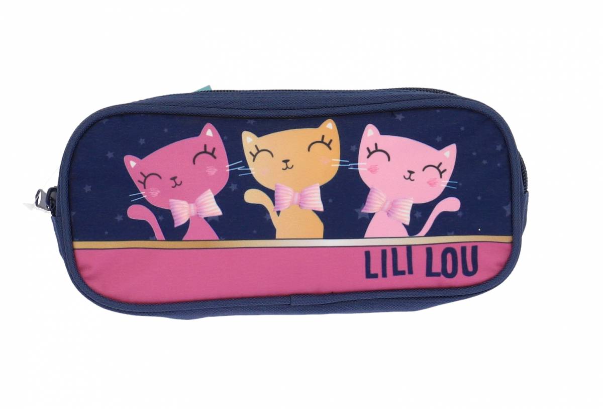 Penar Mic tip Etui, Lili Lou, 1 Fermoar, Albastru