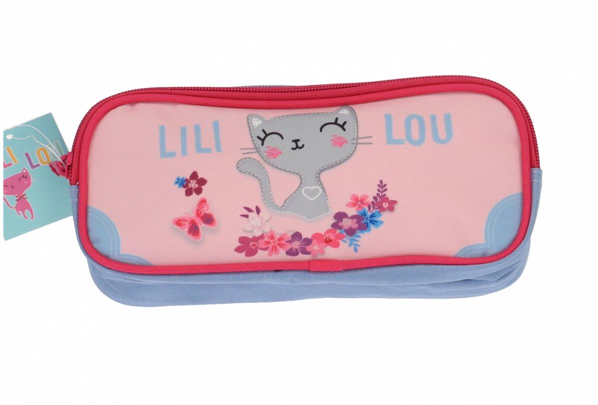 Penar Mic tip Etui, Lili Lou, 2 Fermoare, Roz