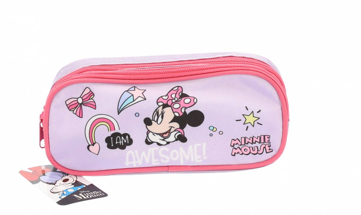 Penar Mic tip Etui, Minnie Mouse, 2 Fermoare, Mov