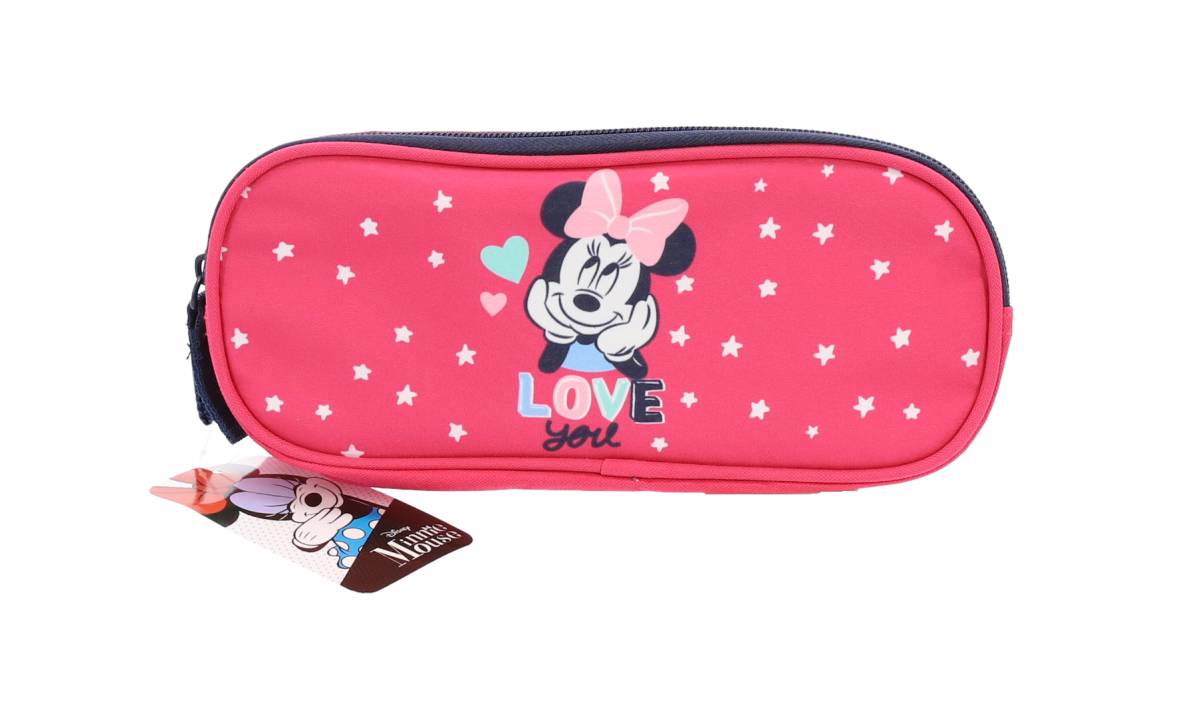 Penar Mic tip Etui, Minnie Mouse, 2 Fermoare, Roz