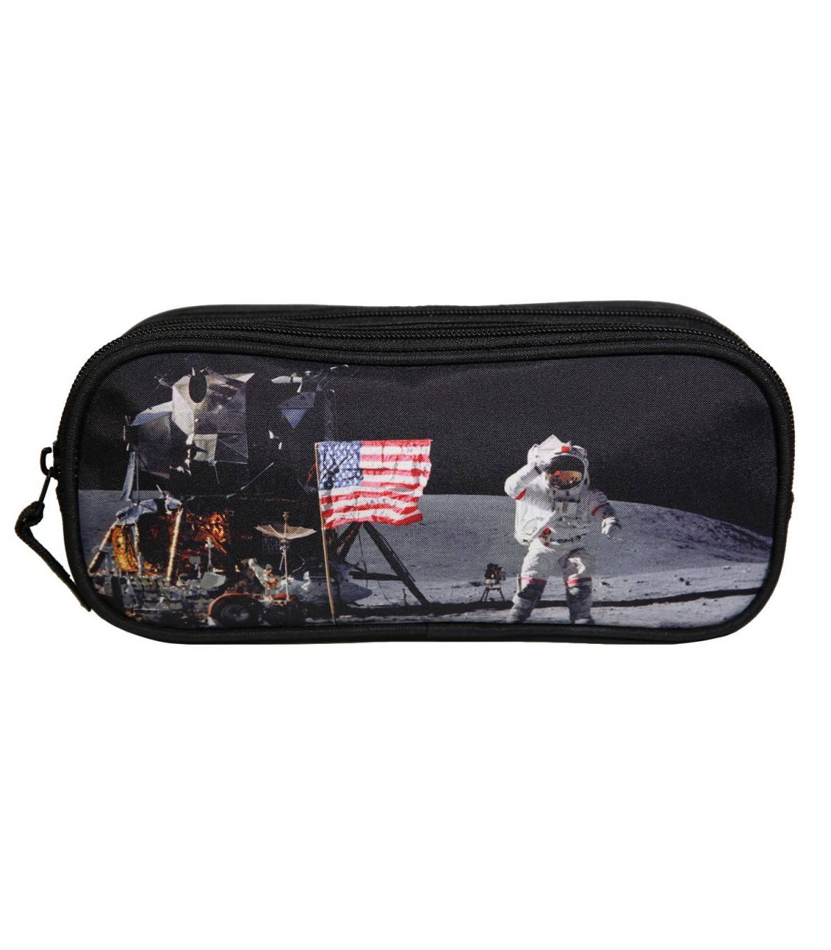 Penar Mic tip Etui, Nasa, 2 Fermoare, Negru