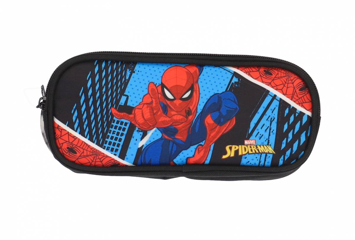 Penar Mic tip Etui, Spiderman, 2 Fermoare, Mix Culori