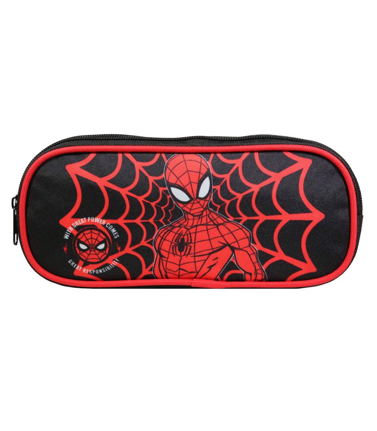 Penar Mic tip Etui, Spiderman, 2 Fermoare, Negru