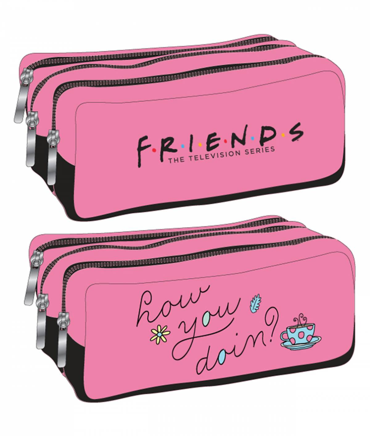 Penar Mic tip Etui, Friends, 3 Fermoare, Roz